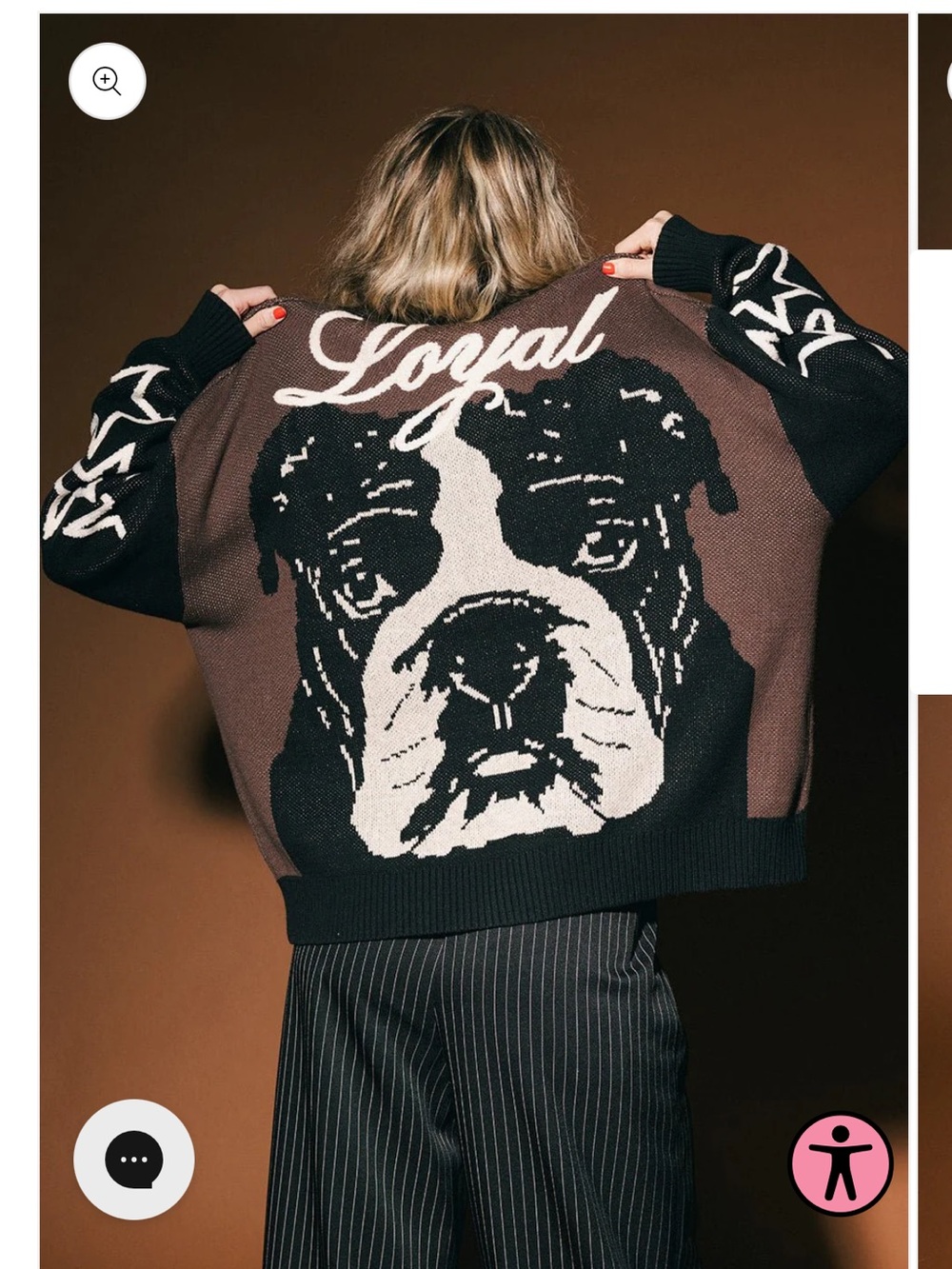Loyal Bulldog Knit Cardigan - Brown & Black